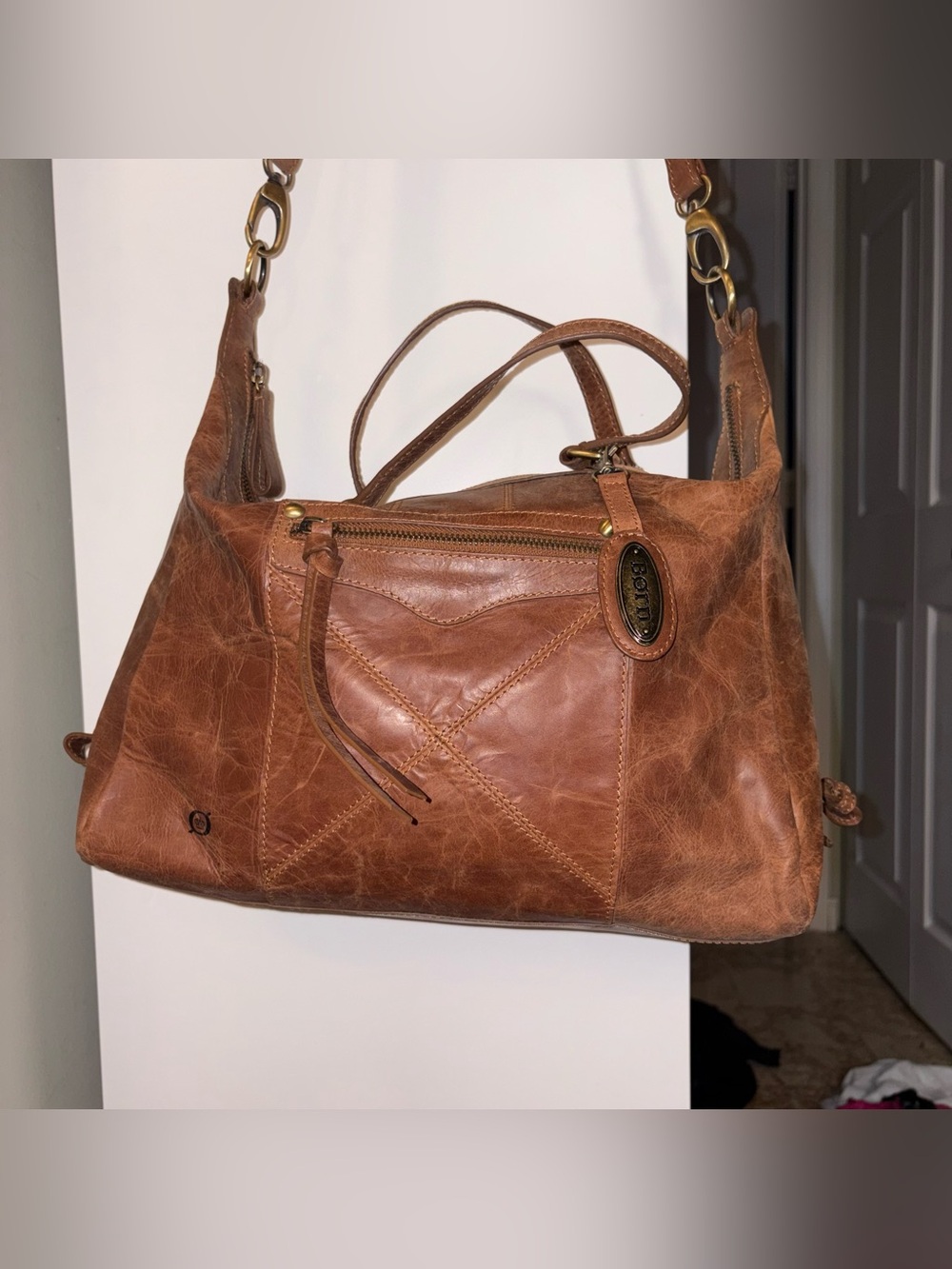 Born Brown Leather Handbag with Adjustable Strap
